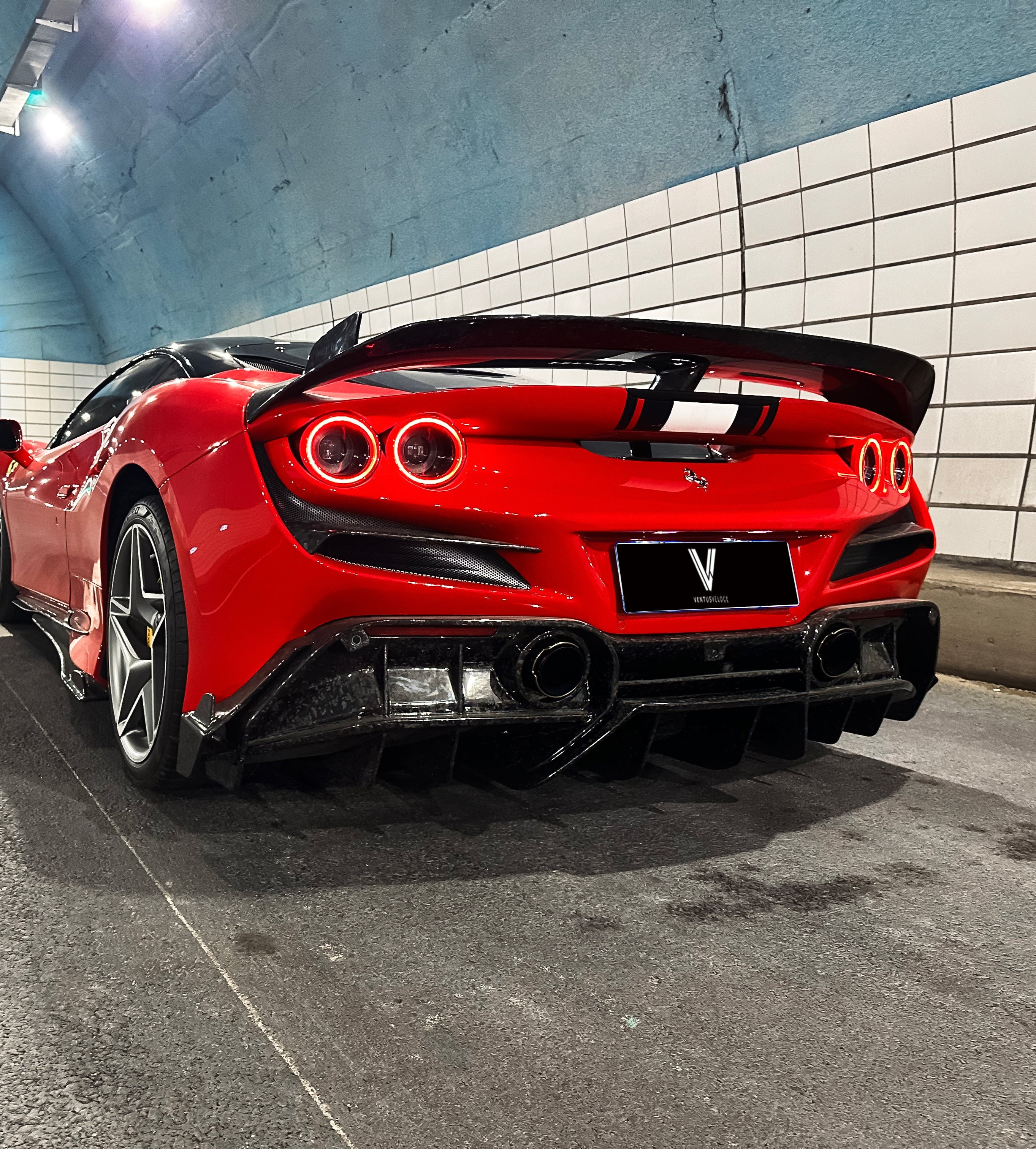 Ferrari F8 Tributo Spider Aftermarket Parts Ventus Veloce Rear Diffuser ...