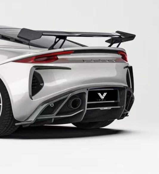 Lotus Emira 3.6 V6 2.0 Four-cylinder 2022-ON with Aftermarket Parts - Rear Bumper Canards Pre-preg Carbon Fiber from Ventus Veloce