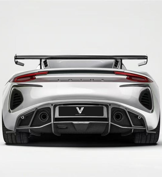 Lotus Emira 3.6 V6 2.0 Four-cylinder 2022-ON with Aftermarket Parts - Rear Diffuser Pre-preg Carbon Fiber from Ventus Veloce