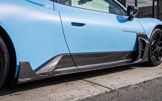 Maserati MC20 2022-ON with Aftermarket Parts - V1 Side Skirts Dry Pre-preg Carbon Fiber from Ventus Veloce