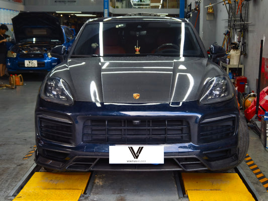 Porsche Cayenne 9Y0 9Y0.1 9Y3 9Y3.1 2019 2020 2021 2022 2023 Base/S (fitment not suitable for bumpers with sport design package) with Aftermarket Parts - Front Lip Pre-preg Carbon Fiber from Ventus Veloce