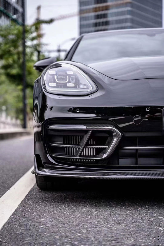 Porsche Panamera 971.2 RWD/Base/4/4S 2021 2022 2023 (base bumper only) with Aftermarket Parts - Front Air Intakes Pre-preg Carbon Fiber from Ventus Veloce