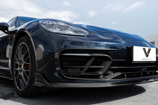 Porsche Panamera 971.2 RWD/Base/4/4S 2021 2022 2023 (base bumper only) with Aftermarket Parts - Front Bumper Trim Pre-preg Carbon Fiber from Ventus Veloce