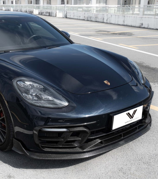 Porsche Panamera 971.2 RWD/Base/4/4S 2021 2022 2023 (base bumper only) with Aftermarket Parts - Front Lip Pre-preg Carbon Fiber from Ventus Veloce