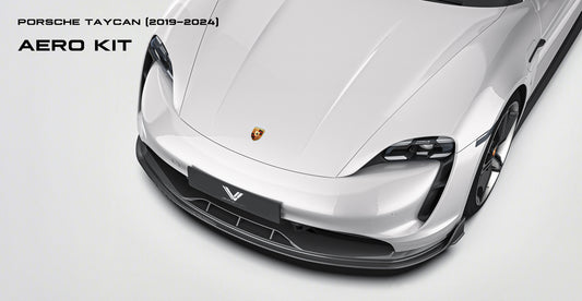 Porsche Taycan & Cross Turismo Base/4/4S/GTS  2020 2021 2022 2023 2024 with Aftermarket Parts - Front Lip Pre-preg Carbon Fiber from Ventus Veloce