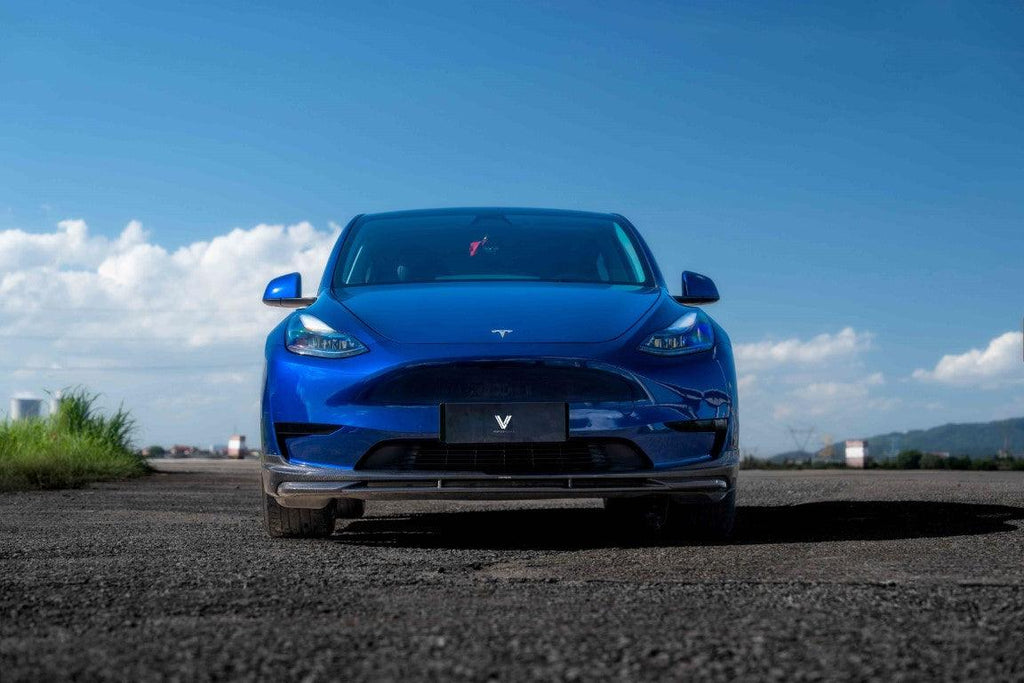 Tesla Model Y/P 2020-ON with Aftermarket Parts - Real Carbon Fiber Front Lip from Ventus Veloce