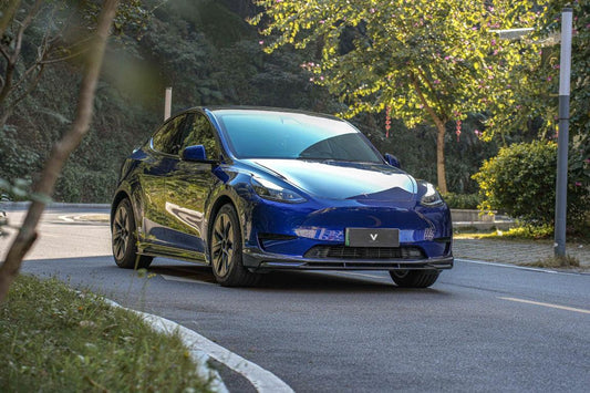 Tesla Model Y/P 2020 2021 2022 2023 2024 with Aftermarket Parts - Front Lip Pre-preg Carbon Fiber from Ventus Veloce