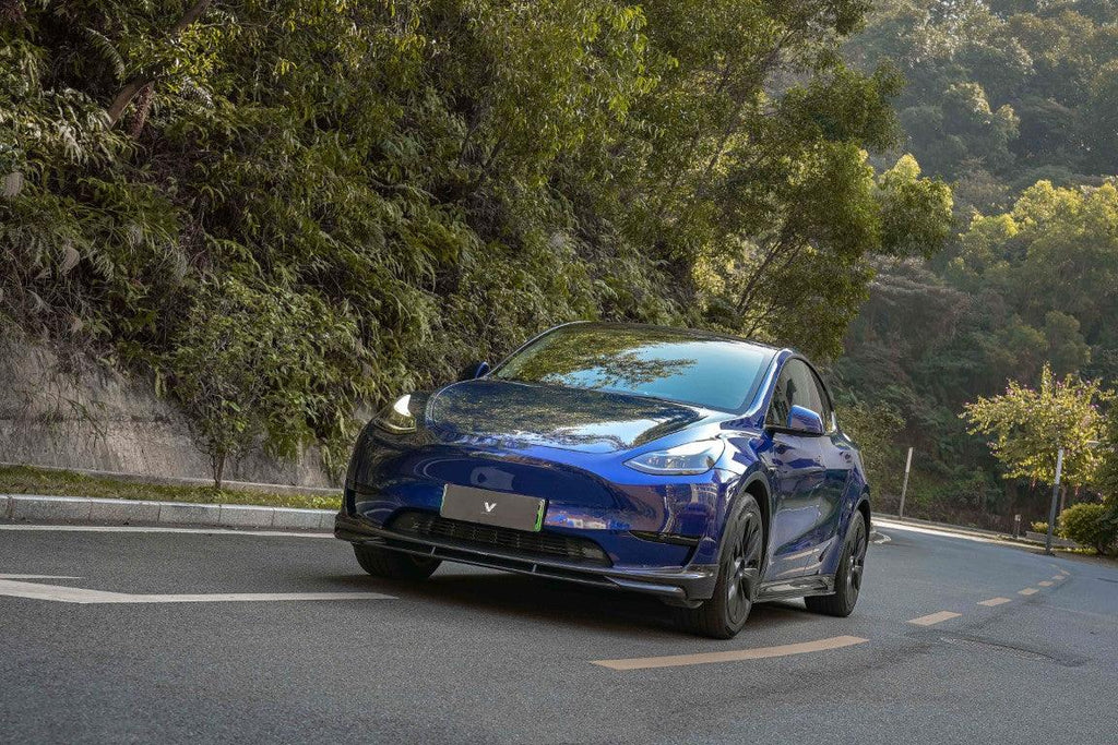 Tesla Model Y/P 2020-ON with Aftermarket Parts - Real Carbon Fiber Front Lip from Ventus Veloce