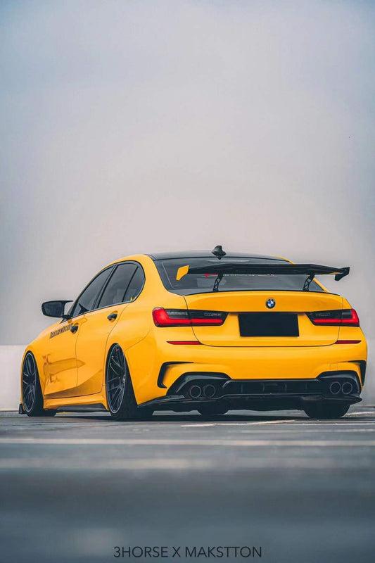 BMW 3 Series M340i 330i (With M-Package Bumper, does not fit base model) G20 G21 Pre-LCI 2019 2020 2021 2022 with Aftermarket Parts - V1 Style Rear Diffuser & Lower Splitters PP from Yofer USA