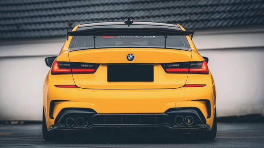 BMW 3 Series M340i 330i (With M-Package Bumper, does not fit base model) G20 G21 Pre-LCI 2019 2020 2021 2022 with Aftermarket Parts - V1 Style Rear Diffuser & Lower Splitters PP from Yofer USA