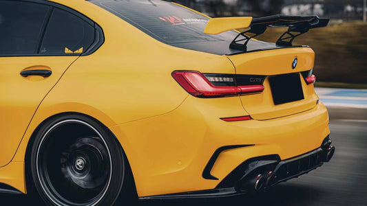 BMW 3 Series M340i 330i (With M-Package Bumper, does not fit base model) G20 G21 Pre-LCI 2019 2020 2021 2022 with Aftermarket Parts - V1 Style Rear Diffuser & Lower Splitters PP from Yofer USA
