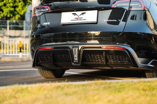 Tesla Model Y / Performance 2021-ON with Aftermarket Parts - Loong Flames Max Rear Diffuser PP from Yofer USA