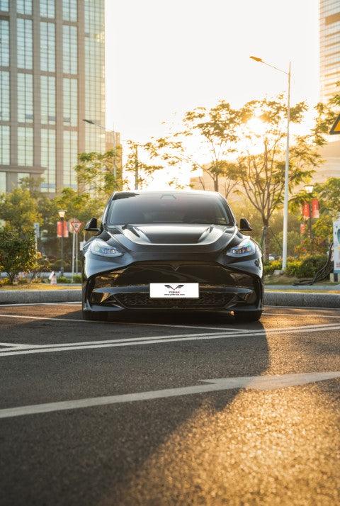 Tesla Model Y / Performance 2021-ON with Aftermarket Parts - Loong Flames Max Front Bumper PP from Yofer USA