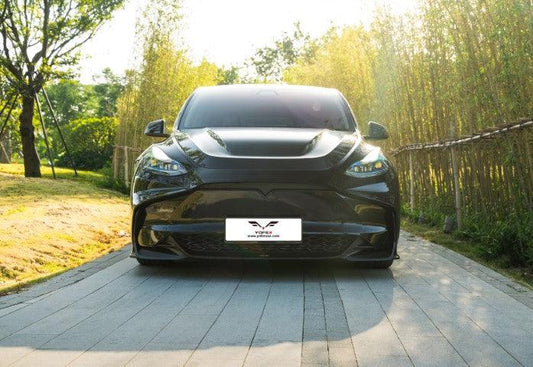 Tesla Model Y / Performance 2021-ON with Aftermarket Parts - Loong Flames Max Front Bumper PP from Yofer USA