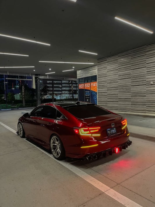 Honda Accord 10th 10.5th Gen 2018-2022 with Aftermarket Parts - V2 Style Rear Diffuser & Rear Canards PP from Yofer USA