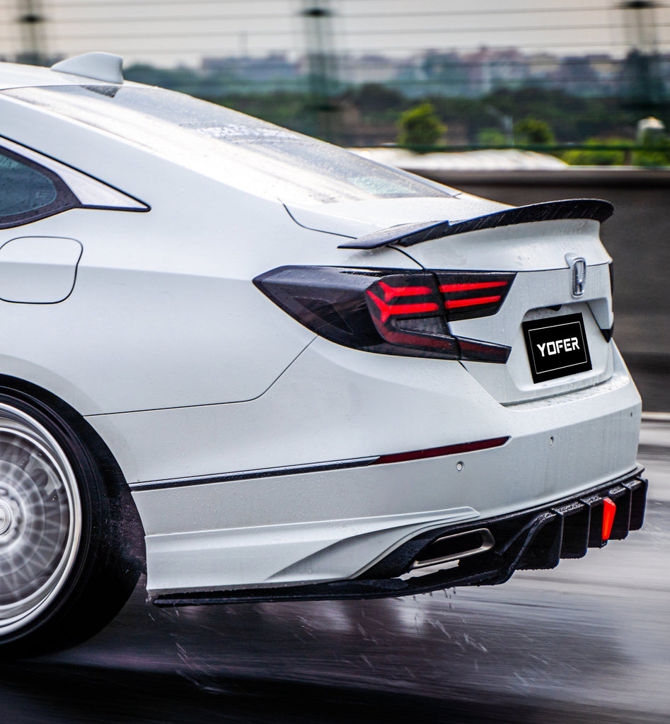 Honda Accord 10th 10.5th Gen 2018-2022 with Aftermarket Parts - V2 Style Rear Diffuser & Rear Canards PP from Yofer USA
