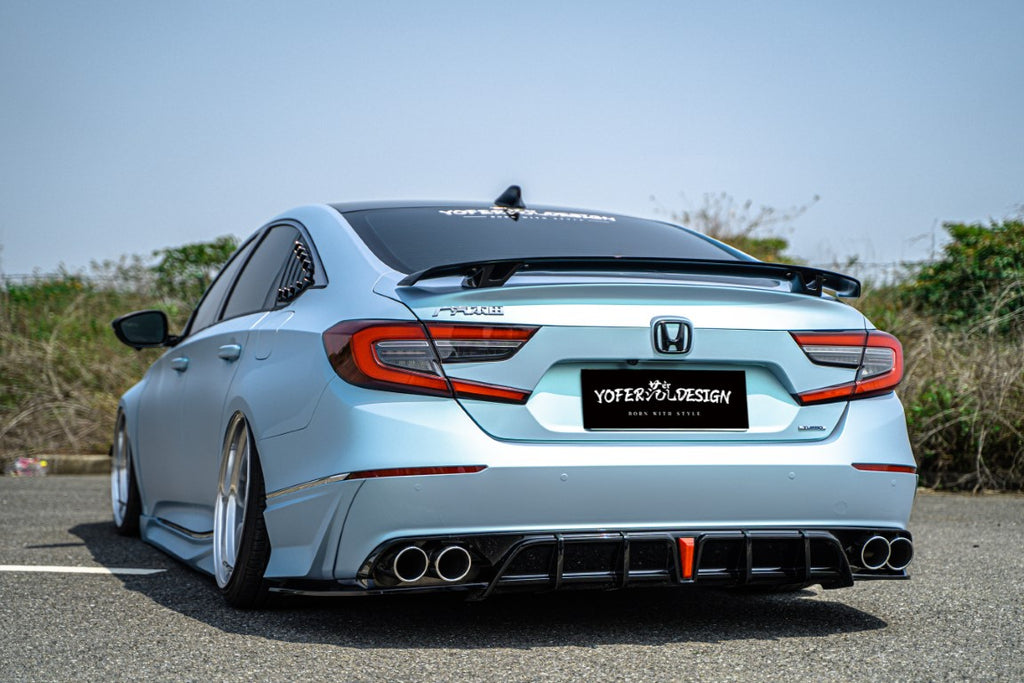 Honda Accord 10th 10.5th Gen 2018-2022 with Aftermarket Parts - V1 Style Rear Diffuser & Rear Canards PP from Yofer USA
