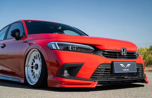 Honda Civic 11th Gen FE1 FE2 FE4 2022-ON & Civic 11th Gen FL1 FL2 FL4 2022-ON with Aftermarket Parts - V2 Style Front Lip Spliter PP from Yofer USA
