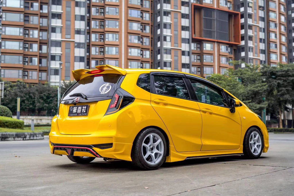 Honda Fit 3rd Gen GK3 GK4 GK5 GK6 GK7 GH7 GP5 GP6 2015-2020 with Aftermarket Parts - Rear Diffuser & Canards PP from Yofer USA
