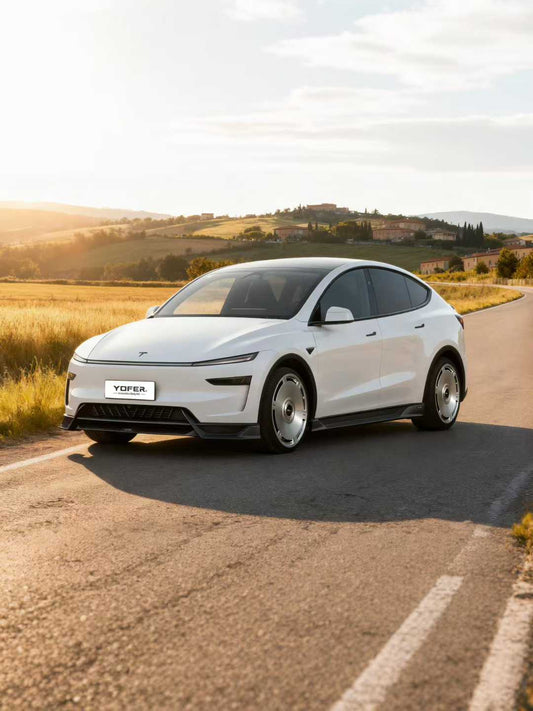 Tesla Model Y Juniper 2026-ON with Aftermarket Parts - Loong Flames Pro Front Lip PP Polypropylene from Yofer USA