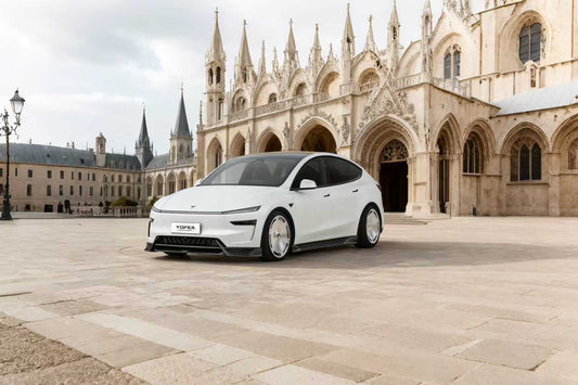 Tesla Model Y Juniper 2026-ON with Aftermarket Parts - Loong Flames Pro Front Lip PP Polypropylene from Yofer USA