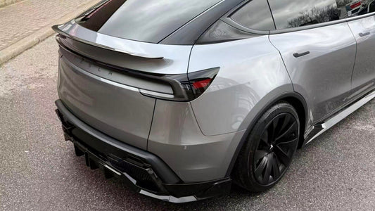Tesla Model Y Juniper 2026-ON with Aftermarket Parts - Loong Flames Rear Diffuser PP Polypropylene from Yofer USA