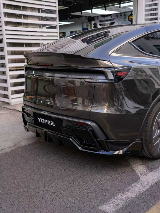 Tesla Model Y Juniper 2026-ON with Aftermarket Parts - Loong Flames Rear Diffuser PP Polypropylene from Yofer USA