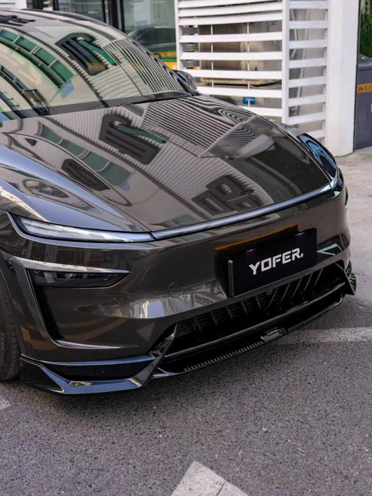 Tesla Model Y Juniper 2026-ON with Aftermarket Parts - Loong Flames Pro Front Lip PP Polypropylene from Yofer USA