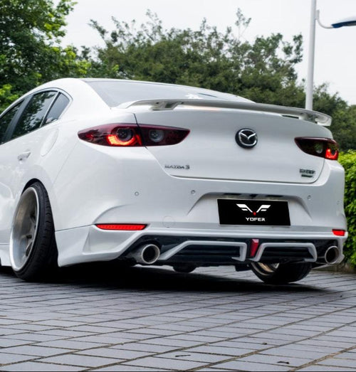 Mazda3 4th Gen BP 2019 2020 2021 2022 2023 2024 with Aftermarket Parts - Rear Diffuser & Canards PP from Yofer USA