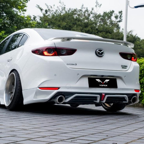 Mazda3 4th Gen BP 2019 2020 2021 2022 2023 2024 with Aftermarket Parts - Rear Diffuser & Canards PP from Yofer USA