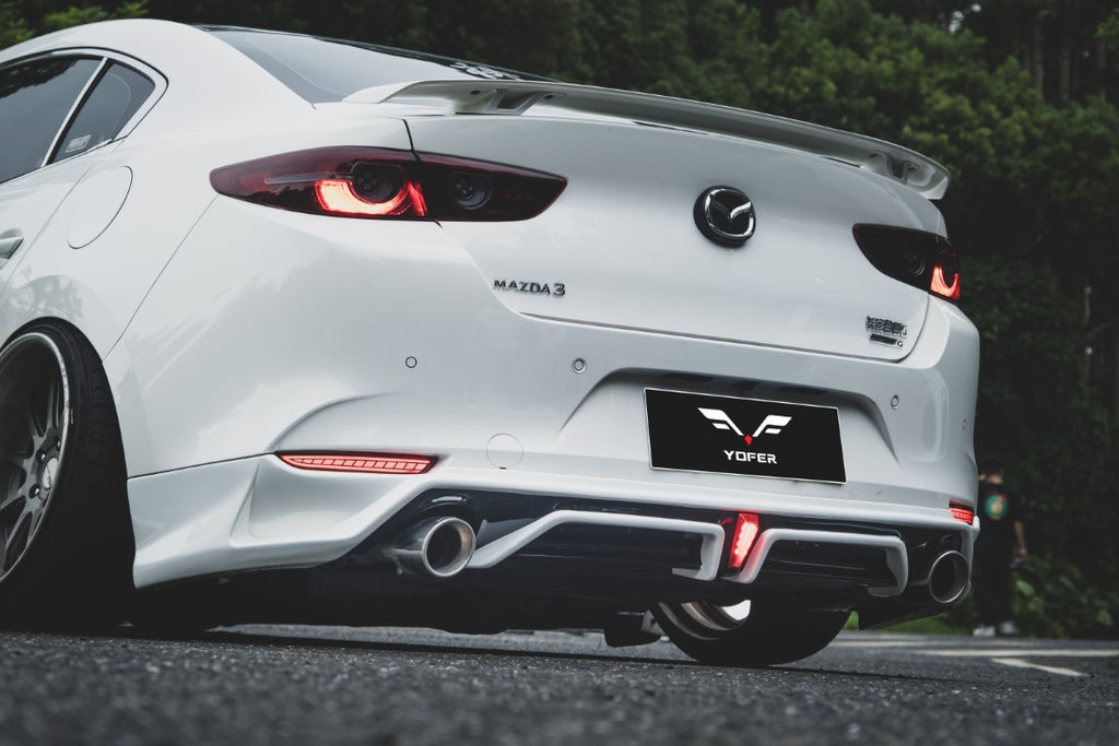 Mazda3 4th Gen BP 2019 2020 2021 2022 2023 2024 with Aftermarket Parts - Rear Diffuser & Canards PP from Yofer USA