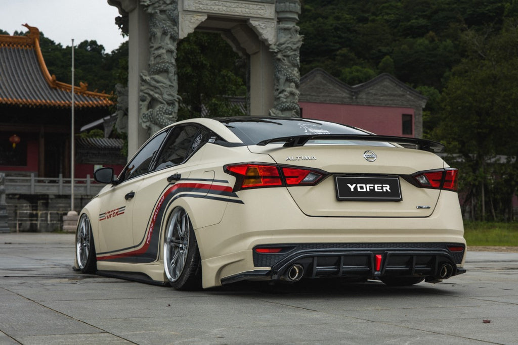 Nissan Altima L34 2019-2022 with Aftermarket Parts - Rear Diffuser & Rear Canards PP from Yofer USA