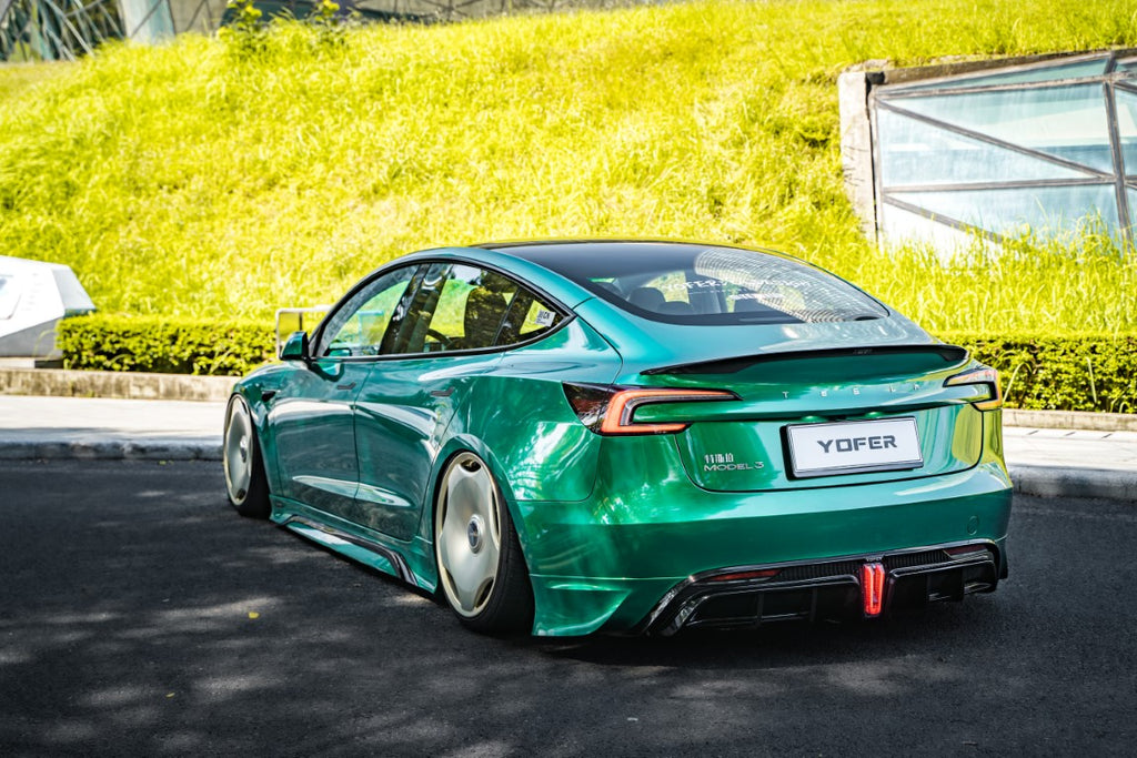 Tesla Model 3 Highland / Performance 2024-ON with Aftermarket Parts - Rear Spoiler Pre-preg Carbon Fiber / ABS from Yofer USA