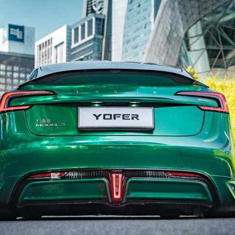 Tesla Model 3 Highland / Performance 2024-ON with Aftermarket Parts - V2 Style Rear Diffuser & Canards PP from Yofer USA