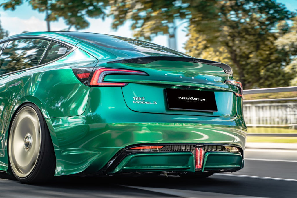 Tesla Model 3 Highland / Performance 2024-ON with Aftermarket Parts - Rear Spoiler Pre-preg Carbon Fiber / ABS from Yofer USA