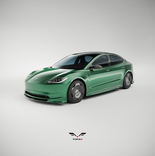 Tesla Model 3 Highland 2024 with Aftermarket Parts - Front Lip Splitter ABS & PP from Yofer USA