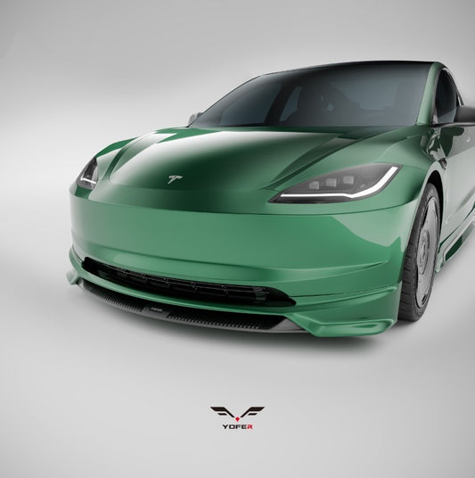 Tesla Model 3 Highland 2024 with Aftermarket Parts - Front Lip Splitter ABS & PP from Yofer USA