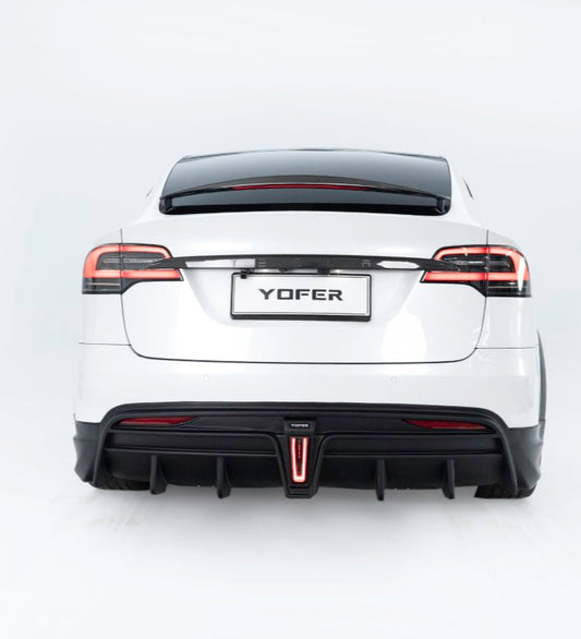 Tesla Model X Performance / Plaid / Standard Range / P100D / P90D / Long Range Plus / Base / 100D / 90D / 75D / 70D 2016-2021 with Aftermarket Parts - Rear Diffuser PP from Yofer USA
