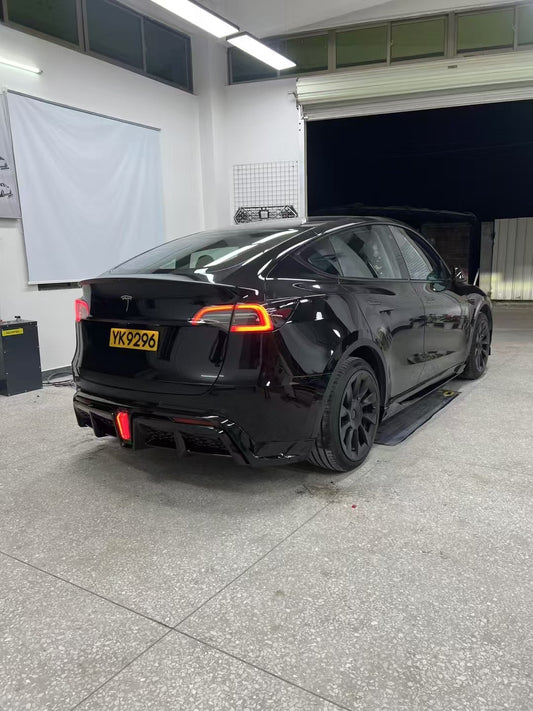 Tesla Model Y / Performance 2021-ON with Aftermarket Parts - Loong Flames Max Rear Diffuser PP from Yofer USA