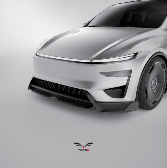 Tesla Model Y Juniper 2026-ON with Aftermarket Parts - Loong Flames Pro Front Lip PP Polypropylene from Yofer USA