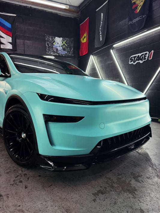 Tesla Model Y Juniper 2026-ON with Aftermarket Parts - Loong Flames Pro Front Lip PP Polypropylene from Yofer USA