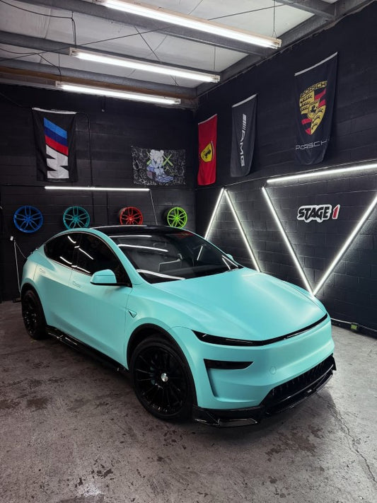 Tesla Model Y Juniper 2026-ON with Aftermarket Parts - Loong Flames Pro Front Lip PP Polypropylene from Yofer USA