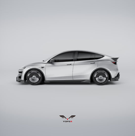 Tesla Model Y Juniper 2026-ON with Aftermarket Parts - Loong Flames Side Skirts PP Polypropylene from Yofer USA