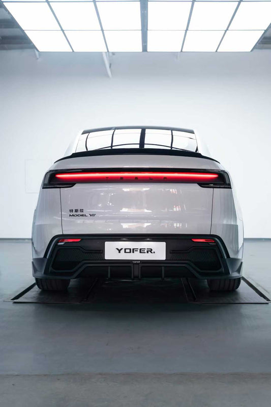 Tesla Model Y Juniper 2026-ON with Aftermarket Parts - Loong Flames Rear Diffuser PP Polypropylene from Yofer USA