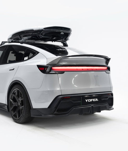 Tesla Model Y Juniper 2026-ON with Aftermarket Parts - Loong Flames Rear Diffuser PP Polypropylene from Yofer USA