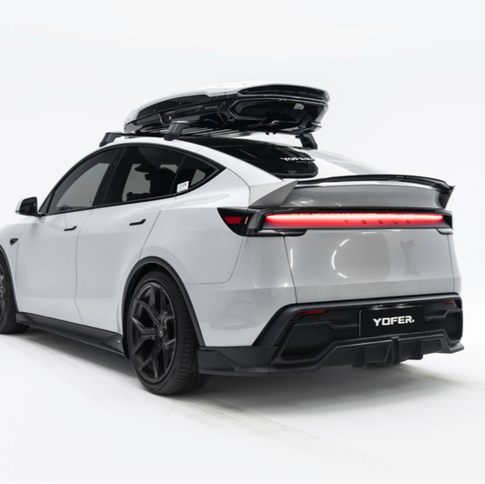 Tesla Model Y Juniper 2026-ON with Aftermarket Parts - Loong Flames Rear Diffuser PP Polypropylene from Yofer USA