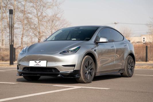 Tesla Model Y / Performance 2021 2022 2023 2024 with Aftermarket Parts - Loong Flames Pro Style Front Lip PP from Yofer USA