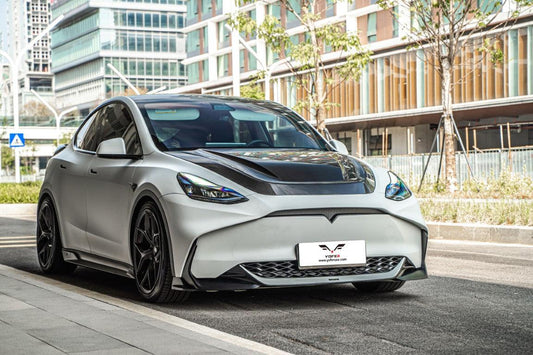 Tesla Model Y / Performance 2021-ON with Aftermarket Parts - Loong Flames Max Side Skirts PP from Yofer USA