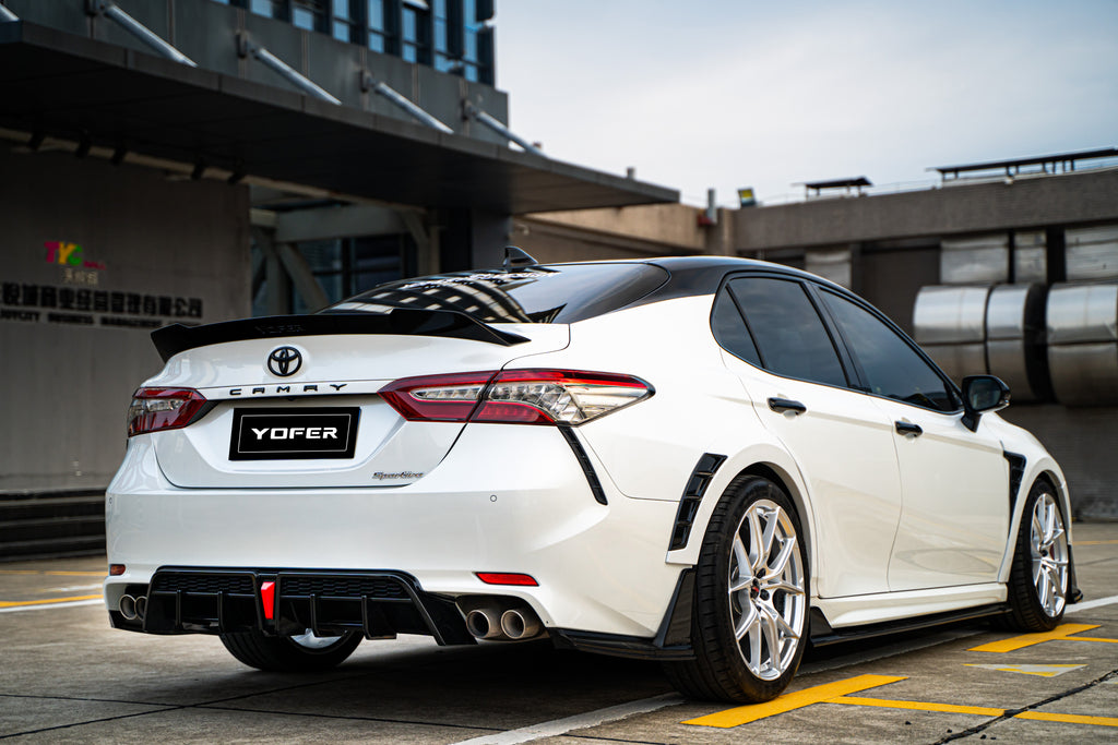 Toyota Camry 8th Gen XV70 SE XSE 2018-2024 with Aftermarket Parts - V1 Style Diffuser & Canards PP from Yofer USA