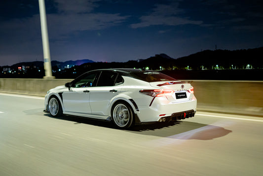 Toyota Camry 8th Gen XV70 SE XSE 2018-2024 with Aftermarket Parts - V1 Style Diffuser & Canards PP from Yofer USA